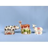 Three various Royal Crown Derby paperweights including ‘Fallow Deer’, ‘Priscilla’ and a goat, all