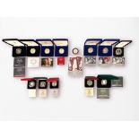 Thirteen various Royal Mint Royal Commemorative Silver Proof Crowns/Five Pounds/Medals, comprising