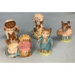 Five Beswick pottery Beatrix Potter figures comprising ‘Hunca Munca’, ‘Lady Mouse’, ‘Mrs