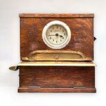 A National Time Recorder Co Ltd clocking in machine, in oak case, 35 x 33cm, together with a vintage