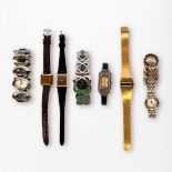 A collection of seven assorted ladies wristwatches including two gold-plated Seiko examples, a