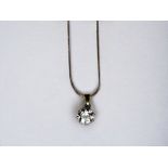 An 18ct gold solitaire diamond pendant, the Victorian diamond estimated J in colour, VS clarity, 2.