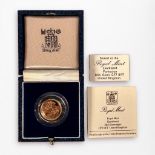 A 1985 Gold Half-Sovereign, proof struck with Raphael Maklouf's 1985 portrait of ERII to the