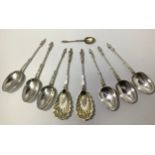 A set of six Danish silver tablespoon’s, with assay mark for Amsterdam, together with a similar pair