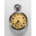 A Jaeger-LeCoultre military issue, WWII period open-face pocket watch, the white enamel dial with