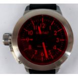 A gents U-Boat ‘Nightvision’ wristwatch, the black enamel dial with Arabic numerals denoting hours