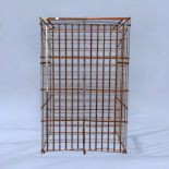 A lockable metal wine cellar rack, with two doors enclosing shaped metal bottle rails, 162 x 100cm