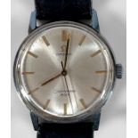 A gents stainless steel Omega Seamsaster 600 wristwatch, the silvered dial with applied gilt