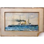 HMS Canopus under steam, unsigned, w/c, 15x27cm, together with E.H. Ward, 'HMS Sealark, 311 Brig,