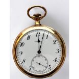 An 18ct gold open-face pocket watch by Edouard Koehn for Tiffany & Co. The white enamel dial with