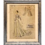 Six framed vintage fashion magazine / catalogue clippings of women in various styles and dresses