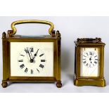 A miniature French brass cased carriage clock by Henri Jacot, with platform lever escapement,