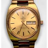 A gents gold-plated Omega Seamaster automatic wristwatch, c.1970's, the gilt dial with applied