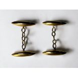 A pair of 18ct gold cufflinks, of elongated oval form, gross weight approximately 6.6g