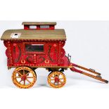 A 20th Century scratch-built scale model Romani Gypsy Traveller vardo/wagon/caravan, hand-painted