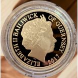 A 2017 Sapphire Jubilee Guernsey Gold One Pound, 916/1000, proof finish, 7.98g, Obv Rank-Broadley