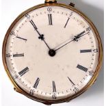 A continental 18ct gold cased open-face fob watch, the white enamel dial with Roman numerals