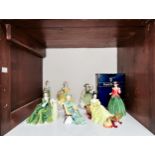 Seven Royal Doulton lady figures, including, ‘Buttercup’ H.N. 2309, ‘Lorna’ H.N. 2311, ‘Ascot’ H.