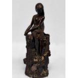 Giovanni Schoeman (South African 1940-1980) A Cold Cast Bronze figure of long-haired semi-naked girl