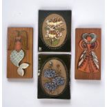 Two Hornsea Pottery ‘Muramic’ wall plaques, depicting a Tudor Queen and a mermaid, together with two