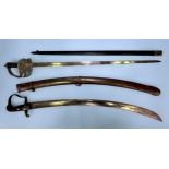 A 1796 pattern Light Cavalry Officer's Sword, 845mm curved steel blade with 26mm wide fuller,