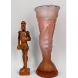 A carved walnut figure of an Elizabethan gentleman, 25cm high, (a/f), together with a 1920s mould-