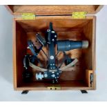A cased brass and black lacquered sextant by B Cooke & Son Ltd, No. 2984, with applied paper