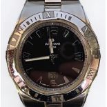 A gents stainless steel Junghans Mega radio controlled quartz wristwatch, the black/green enamel