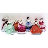 A collection of eight assorted Coalport ‘Ladies of Fashion’ figural ladies including Madeleine,