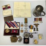 A WW1 and WW2 father and son medal groups comprising Great War Medal and Victory Medal to M-348787