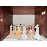 Ten various Coalport lady figures, ‘The Ascot Lady’ and ‘Ladies of Fashion’ series, to include,