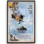 An original US One Sheet film poster for Mysterious Island (1961) framed and glazed 41 x 27 inches