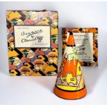 A Wedgwood Clarice Cliff ‘Orange Roof Cottage’ Conical Sugar shaker from the Bizarre range, hand