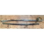 A Victorian Royal Navy Officer's Sword, scarce 1827 pattern with slightly curved pipe-back blade