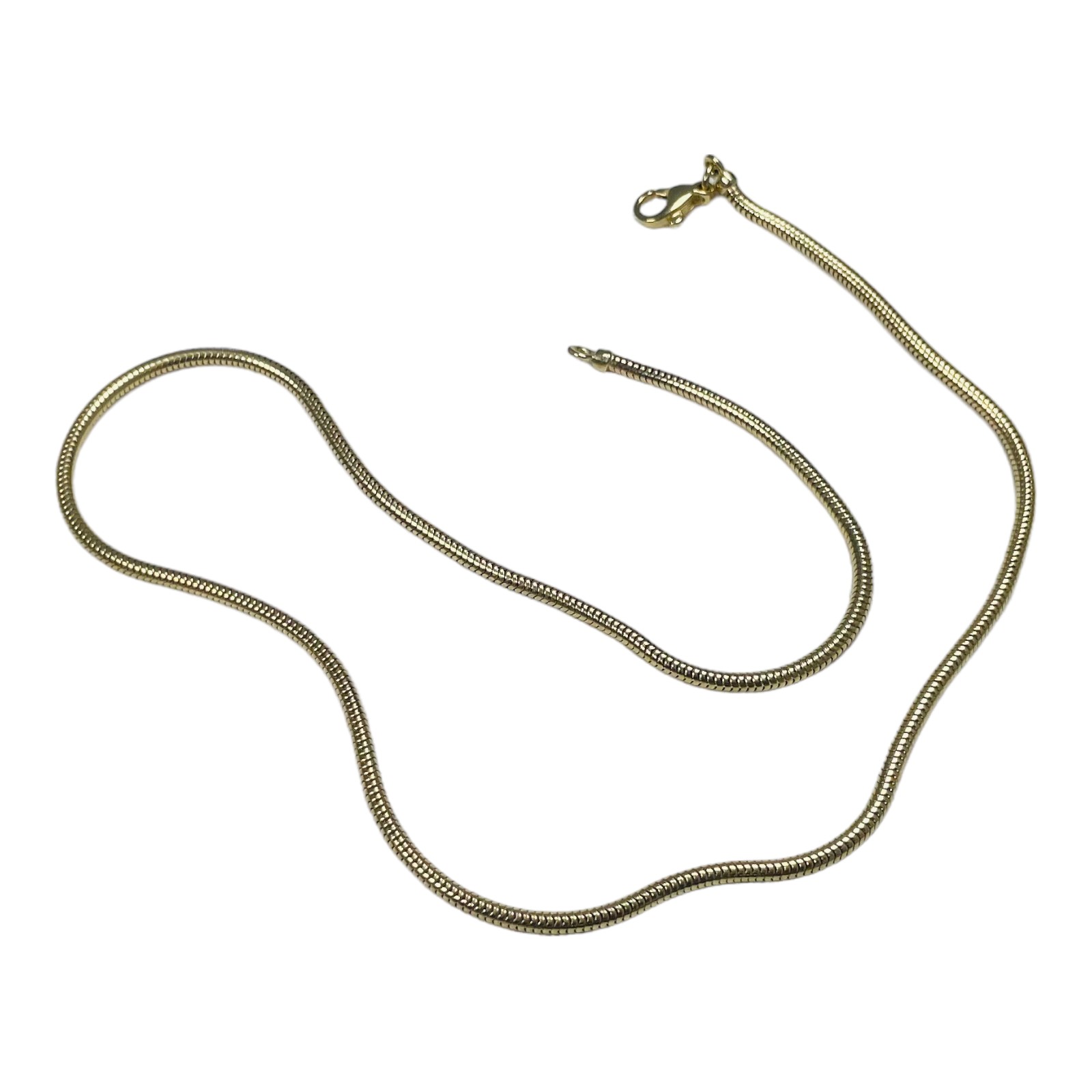 A 9ct yellow gold snake link chain, 18 inches in length, weighs 12.9 grams, Birmingham hallmarks.
