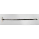 A silver curb link Albert chain with t-bar and dog clip, 29cm including clip, gross weight