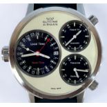 A Glycine Airman stainless steel gentleman's wristwatch, ref. 3841, the circular white dial inset