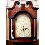 An early 19th Century eight-day long case clock, with eight-day movement striking a bell, painted