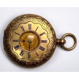 A small 18ct gold half-hunter pocket watch, the gilt dial with Roman numerals denoting hours,