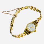 An 18ct yellow gold ladies cocktail wristwatch, by MuDu, on a 9ct yellow gold link bracelet, with