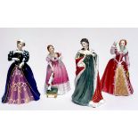 Four Royal Doulton porcelain figures from the ‘Queens of the Realm’ series modelled by Pauline