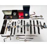 A good collection of assorted wristwatches, various gents watches including a Seiko EL-370, a gold-