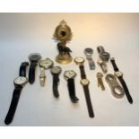A collection of assorted gents and ladies wristwatches comprising a ladies gold-plated Oris, various