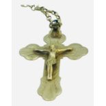 A 9ct yellow gold belcher necklace and a large 9ct gold crucifix, 13.0 grams gross.