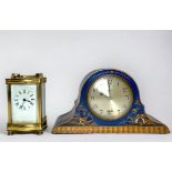 A 1930s Smith's Electric mantel clock in blue-ground chinoiserie dome case, the dial with Arabic