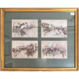 Eight assorted framed hunting prints after Cecil Aldin, including one framed montage of four