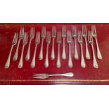 A set of seventeen Victorian three-tine forks of plain design by Joseph & Horace Savory trading as