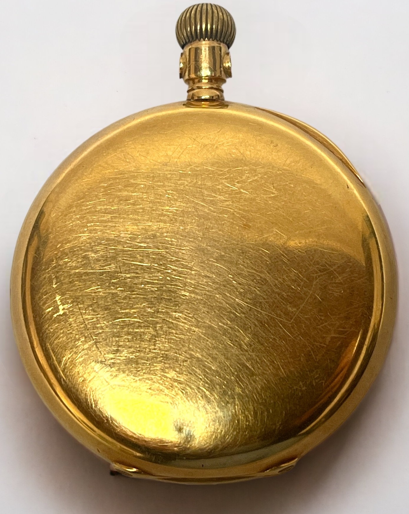 An 18ct gold full-hunter pocket watch by AWW. Co Waltham, the white enamel dial with Roman - Image 3 of 3
