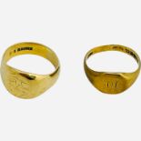 Two various 9ct gold signet rings, 12.3 grams.