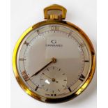 A 9ct gold cased Garrard open-face pocket watch, the silvered dial with Roman numerals denoting